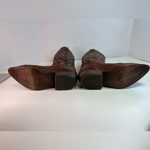 Frye Leather Studded Brown Cowboy Boot, Size 6.5 - Picture 6 of 9